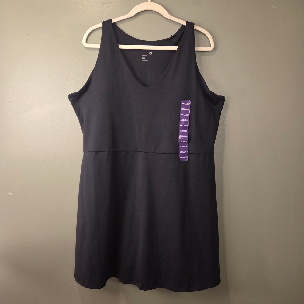 NEW Gap Women's Active Tank Dress w Built In Shorts Black Size XXL